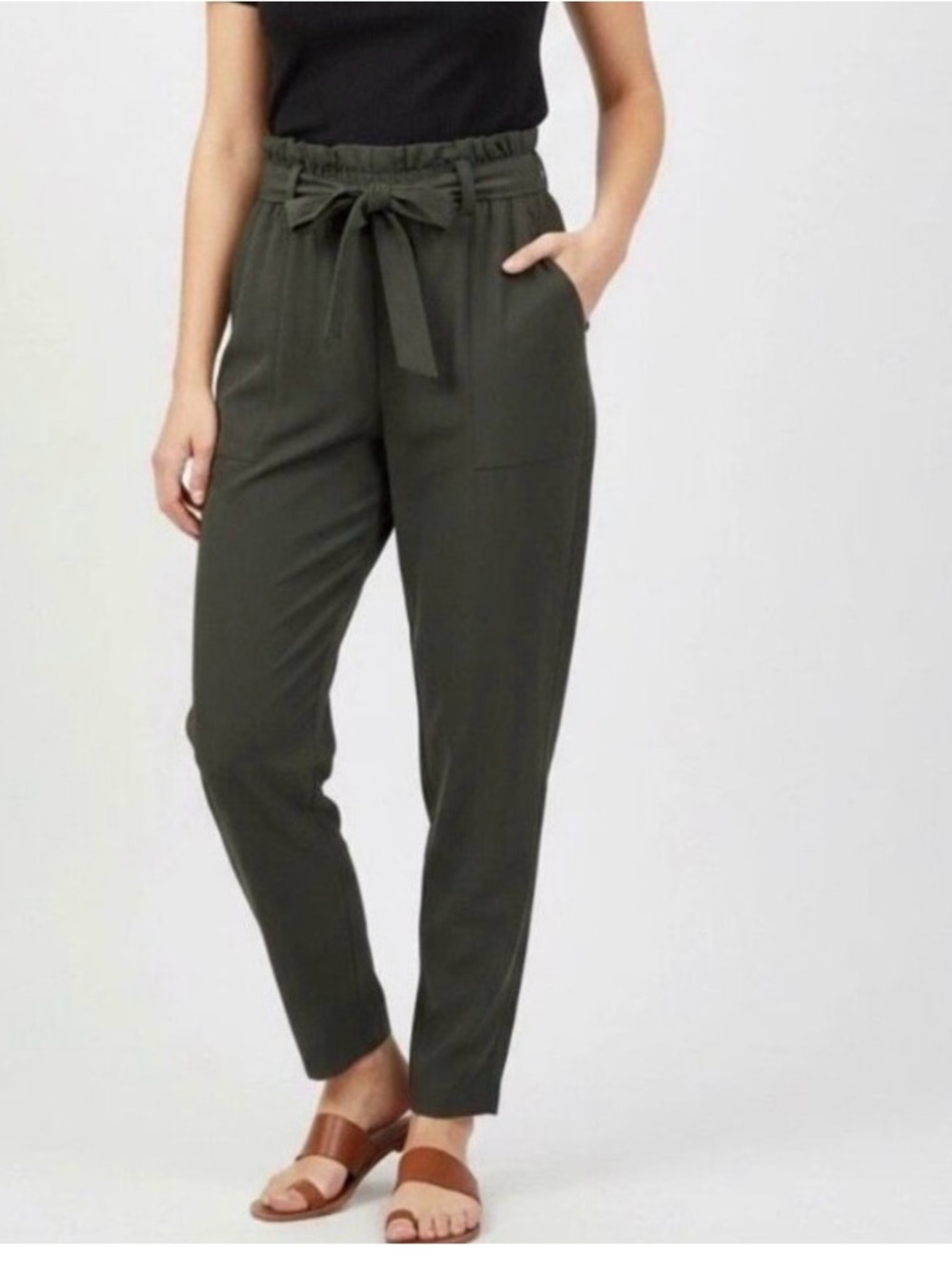 Athleta Skyline Pant II Paperbag Waist Women’s Size 12 Green Travel Trousers